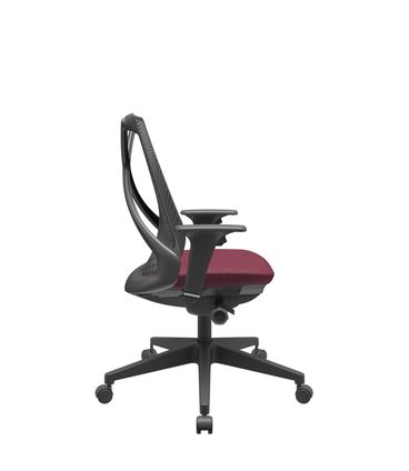 Cadeira Office Bix Tela Preta Assento Poliéster Vinho Autocompensador Base Piramidal 95cm - 64020