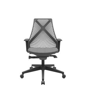 Cadeira Office Bix Tela Preta Assento Poliéster Cinza Autocompensador Base Piramidal 95cm - 64021