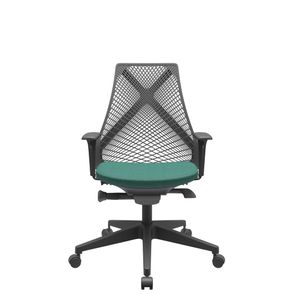 Cadeira Office Bix Tela Preta Assento Poliéster Verde Autocompensador Base Piramidal 95cm - 64022