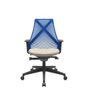 Cadeira Office Bix Tela Azul Assento Poliéster Fendi Autocompensador Base Piramidal 95cm - 64031