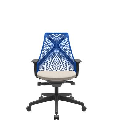 Cadeira Office Bix Tela Azul Assento Poliéster Fendi Autocompensador Base Piramidal 95cm - 64031