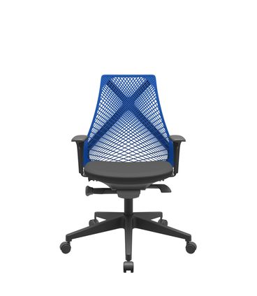 Cadeira Office Bix Tela Azul Assento Aero Preto Autocompensador Base Piramidal 95cm - 64032