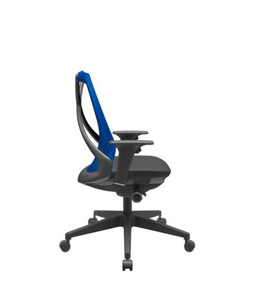 Cadeira Office Bix Tela Azul Assento Aero Preto Autocompensador Base Piramidal 95cm - 64032
