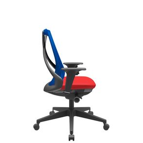 Cadeira Office Bix Tela Azul Assento Aero Vermelho Autocompensador Base Piramidal 95cm - 64034