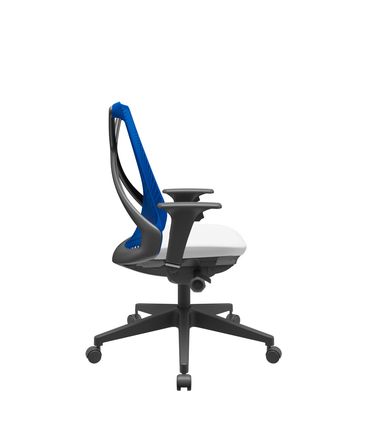Cadeira Office Bix Tela Azul Assento Aero Branco Autocompensador Base Piramidal 95cm - 64035