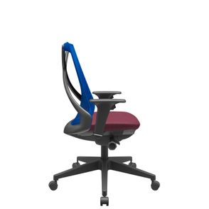 Cadeira Office Bix Tela Azul Assento Poliéster Vinho Autocompensador Base Piramidal 95cm - 64036