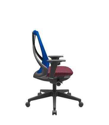 Cadeira Office Bix Tela Azul Assento Poliéster Vinho Autocompensador Base Piramidal 95cm - 64036
