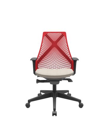 Cadeira Office Bix Tela Vermelha Assento Poliéster Fendi Autocompensador Base Piramidal 95cm - 64023