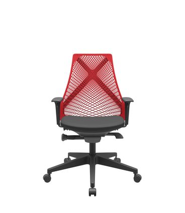 Cadeira Office Bix Tela Vermelha Assento Aero Preto Autocompensador Base Piramidal 95cm - 64024