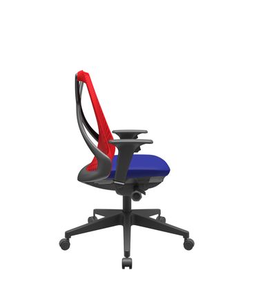 Cadeira Office Bix Tela Vermelha Assento Aero Azul Autocompensador Base Piramidal 95cm - 64025