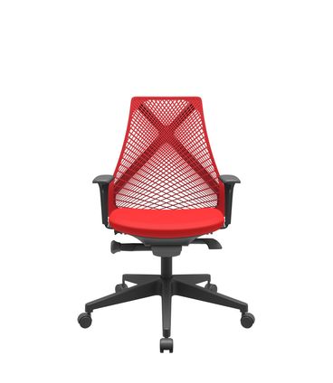 Cadeira Office Bix Tela Vermelha Assento Aero Vermelho Autocompensador Base Piramidal 95cm - 64026