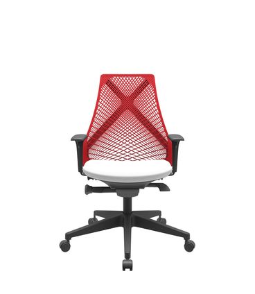 Cadeira Office Bix Tela Vermelha Assento Aero Branco Autocompensador Base Piramidal 95cm - 64027