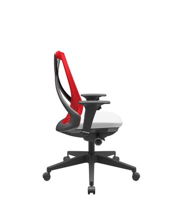 Cadeira Office Bix Tela Vermelha Assento Aero Branco Autocompensador Base Piramidal 95cm - 64027