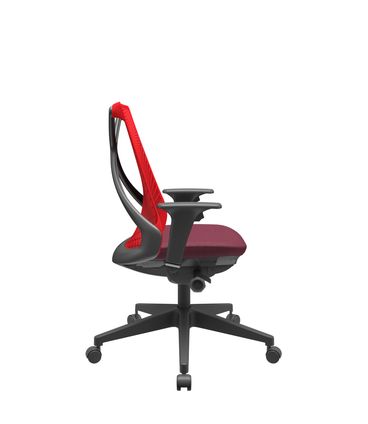 Cadeira Office Bix Tela Vermelha Assento Poliéster Vinho Autocompensador Base Piramidal 95cm - 64028
