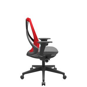 Cadeira Office Bix Tela Vermelha Assento Poliéster Cinza Autocompensador Base Piramidal 95cm - 64029