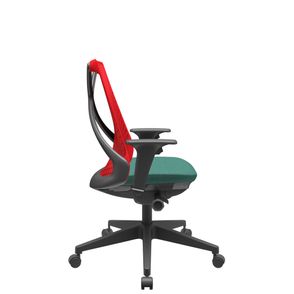 Cadeira Office Bix Tela Vermelha Assento Poliéster Verde Autocompensador Base Piramidal 95cm - 64030
