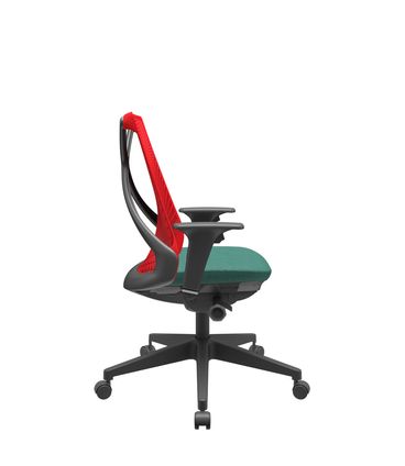 Cadeira Office Bix Tela Vermelha Assento Poliéster Verde Autocompensador Base Piramidal 95cm - 64030