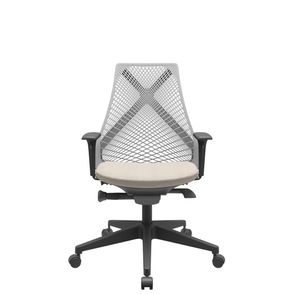 Cadeira Office Bix Tela Cinza Assento Poliéster Fendi Autocompensador Base Piramidal 95cm - 64039