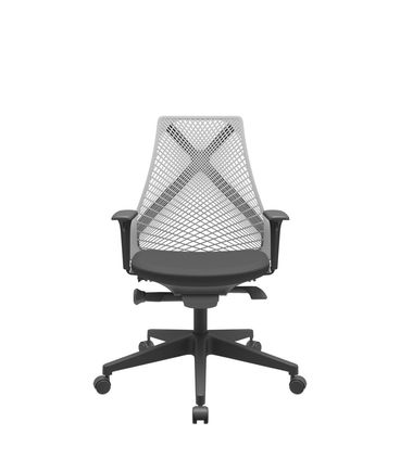 Cadeira Office Bix Tela Cinza Assento Aero Preto Autocompensador Base Piramidal 95cm - 64040