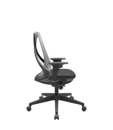 Cadeira Office Bix Tela Cinza Assento Aero Preto Autocompensador Base Piramidal 95cm - 64040