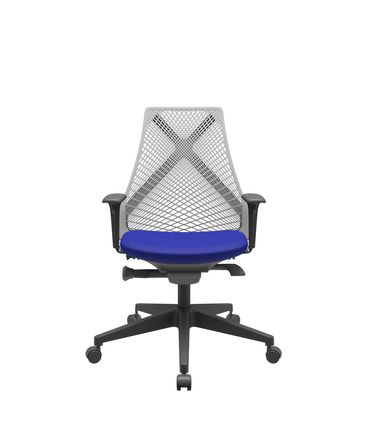 Cadeira Office Bix Tela Cinza Assento Aero Azul Autocompensador Base Piramidal 95cm - 64041