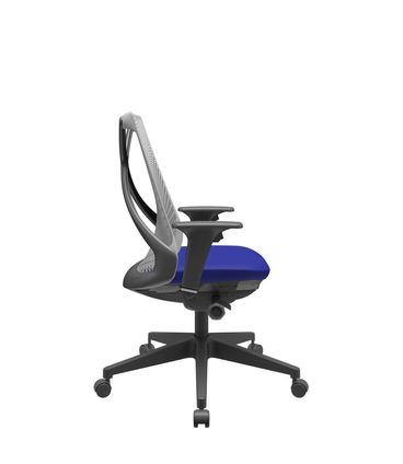 Cadeira Office Bix Tela Cinza Assento Aero Azul Autocompensador Base Piramidal 95cm - 64041