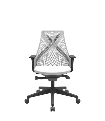 Cadeira Office Bix Tela Cinza Assento Aero Branco Autocompensador Base Piramidal 95cm - 64043