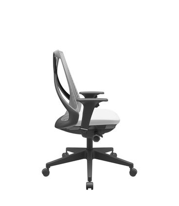 Cadeira Office Bix Tela Cinza Assento Aero Branco Autocompensador Base Piramidal 95cm - 64043