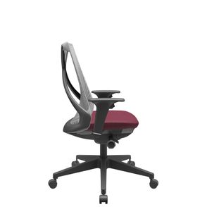 Cadeira Office Bix Tela Cinza Assento Poliéster Vinho Autocompensador Base Piramidal 95cm - 64044
