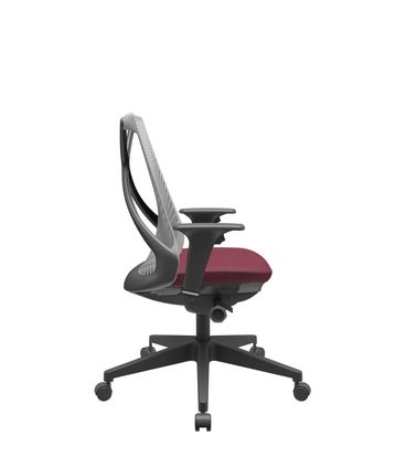 Cadeira Office Bix Tela Cinza Assento Poliéster Vinho Autocompensador Base Piramidal 95cm - 64044