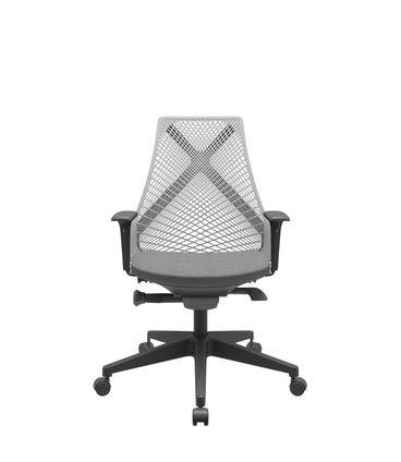 Cadeira Office Bix Tela Cinza Assento Poliéster Cinza Autocompensador Base Piramidal 95cm - 64045