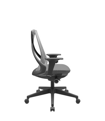 Cadeira Office Bix Tela Cinza Assento Poliéster Cinza Autocompensador Base Piramidal 95cm - 64045