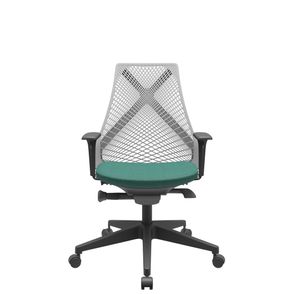 Cadeira Office Bix Tela Cinza Assento Poliéster Verde Autocompensador Base Piramidal 95cm - 64046