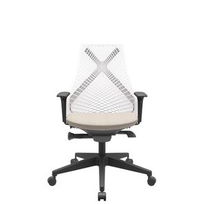 Cadeira Office Bix Tela Branca Assento Poliéster Fendi Autocompensador Base Piramidal 95cm - 64050