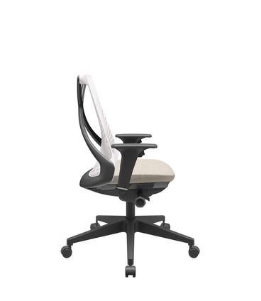 Cadeira Office Bix Tela Branca Assento Poliéster Fendi Autocompensador Base Piramidal 95cm - 64050