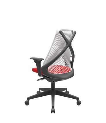Cadeira Office Bix Tela Branca Assento Aero Vermelho Autocompensador Base Piramidal 95cm - 64053