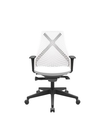 Cadeira Office Bix Tela Branca Assento Aero Branco Autocompensador Base Piramidal 95cm - 64054