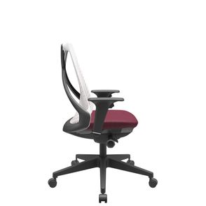 Cadeira Office Bix Tela Branca Assento Poliéster Vinho Autocompensador Base Piramidal 95cm - 64055