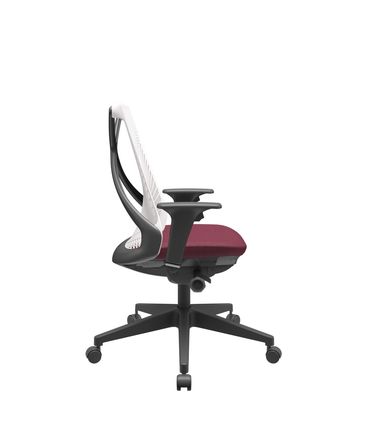 Cadeira Office Bix Tela Branca Assento Poliéster Vinho Autocompensador Base Piramidal 95cm - 64055
