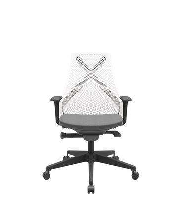 Cadeira Office Bix Tela Branca Assento Poliéster Cinza Autocompensador Base Piramidal 95cm - 64056