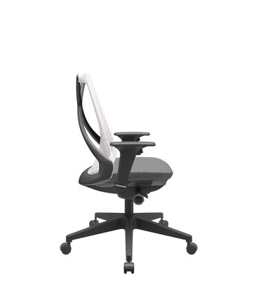 Cadeira Office Bix Tela Branca Assento Poliéster Cinza Autocompensador Base Piramidal 95cm - 64056