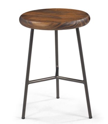 Banqueta Baixa Tampa Cor Rustic Brown Base Aco Grafite 51cm - 64097