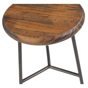 Banqueta Baixa Tampa Cor Rustic Brown Base Aco Grafite 51cm - 64097