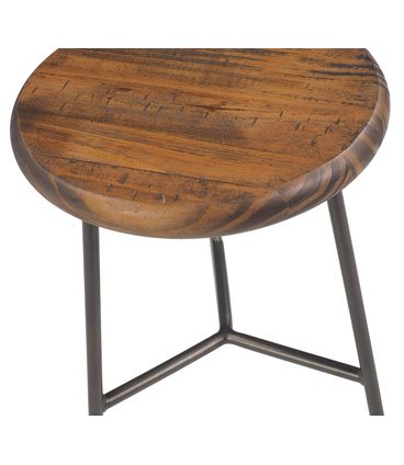 Banqueta Baixa Tampa Cor Rustic Brown Base Aco Grafite 51cm - 64097