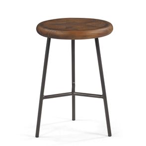 Banqueta Baixa Tampa com Impressao Rustic Brown Base Aco Grafite 51cm - 50787