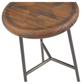 Banqueta Baixa Tampa com Impressao Rustic Brown Base Aco Grafite 51cm - 50787