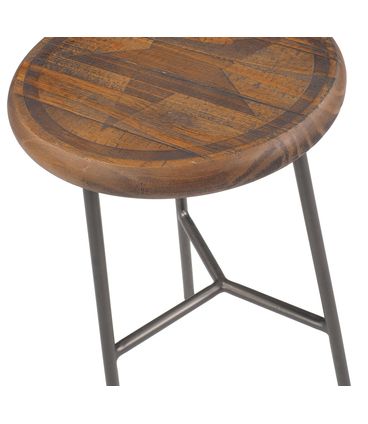 Banqueta Baixa Tampa com Impressao Rustic Brown Base Aco Grafite 51cm - 50787