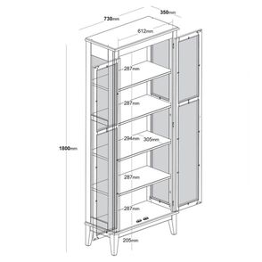 Cristaleira Bia 2 Portas cor Verde com Fundo Amendoa 180 cm - 63212