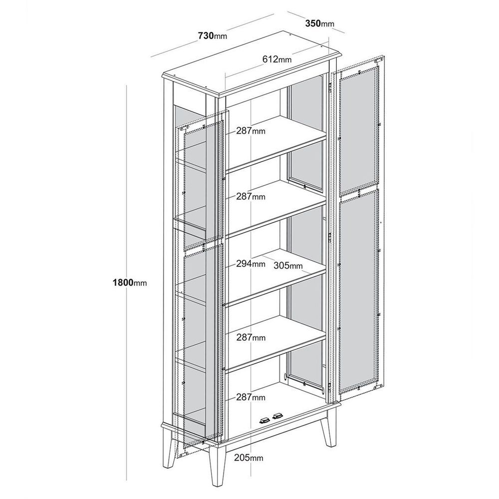 Cristaleira-Bia-2-Portas-cor-Verde-com-Fundo-Amendoa-180-cm