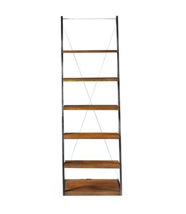 Estante Escada Queens Rustic Brown Estrutura em Aco Grafite 140cm - 38313